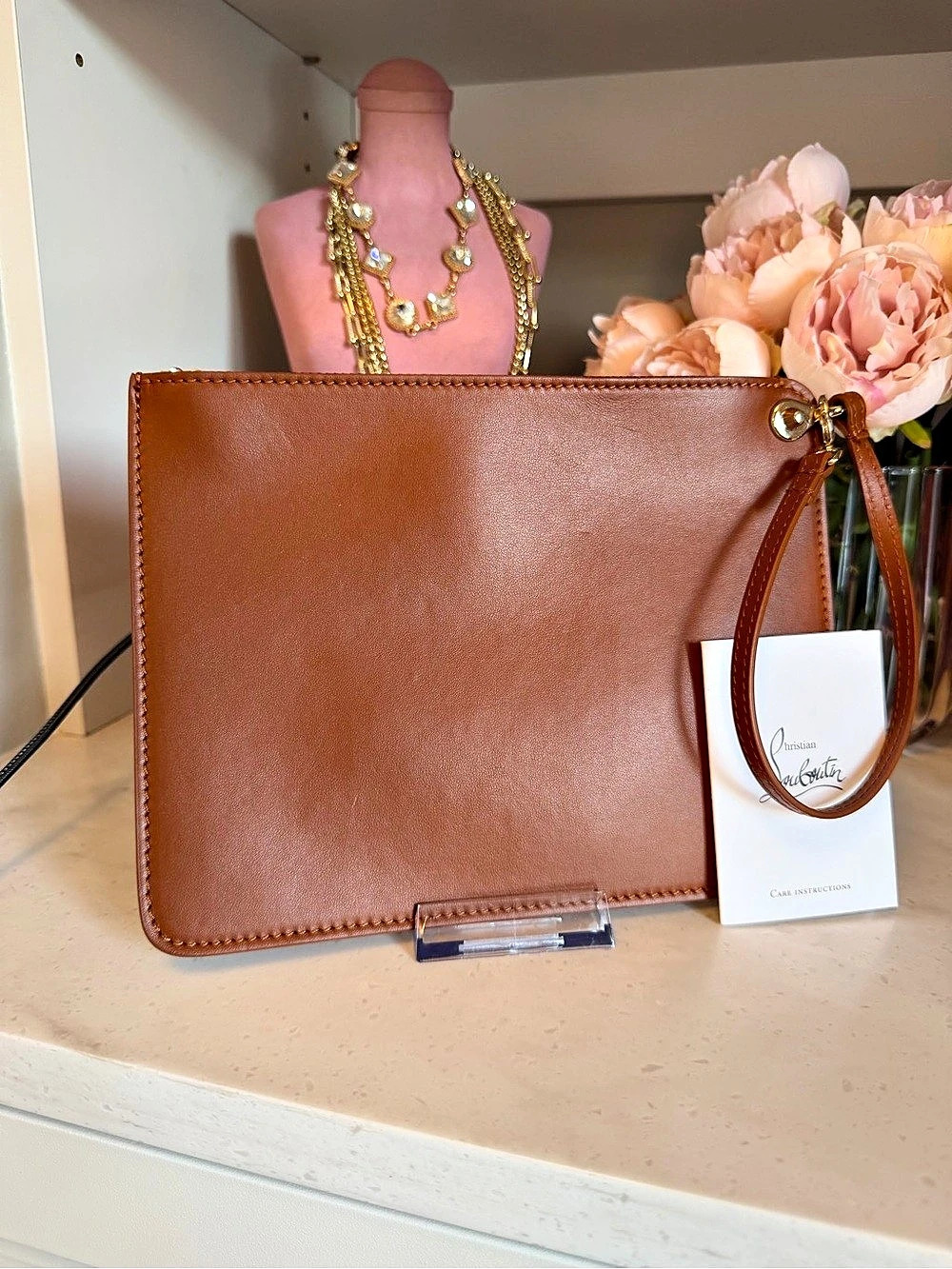 Christian Louboutin Bettina Small Pouch Wristlet Brown